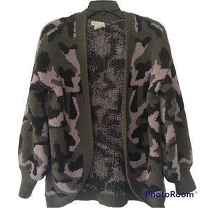 Rachel Zoe Green Camo Chunky Oversize Sherpa size Medium
